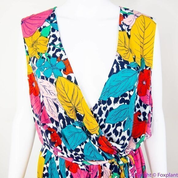 NEW Leota Wild Tropics‎ Justine Sleeveless Faux Wrap Dress, 2X - Picture 3 of 16